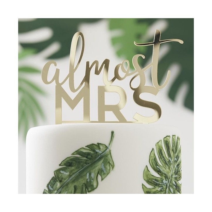 Ginger Ray Gold Acrylic Almost MRS Cake Topper