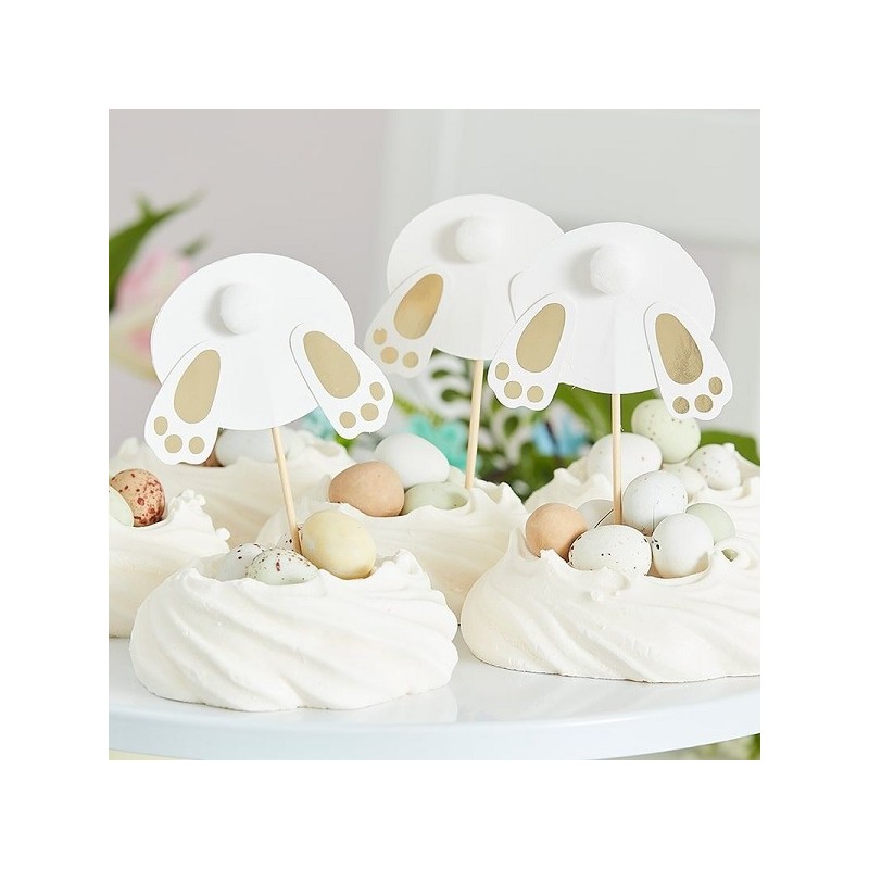 Ginger Ray Cupcake Toppers Bunny Bum, 6 pcs