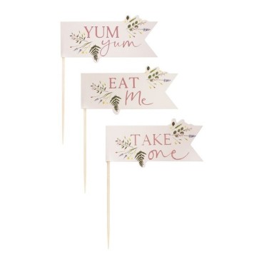 Ginger Ray Afternoon Tea Cupcake Toppers - Lets Partea Floral Food Picks TEA-605