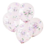 Ginger Ray Happy Birthday Floral Confetti Balloons, 5 pcs