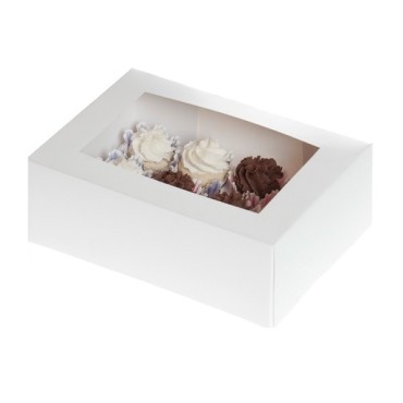 Mini Cupcake Schachteln, 12 Cupcakes in Weiss, 2er Pack
