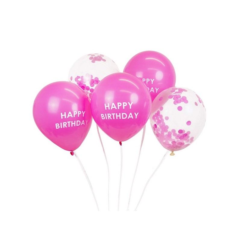 Talking Tables Pink Happy Birthday Balloon Medley, 5 pcs