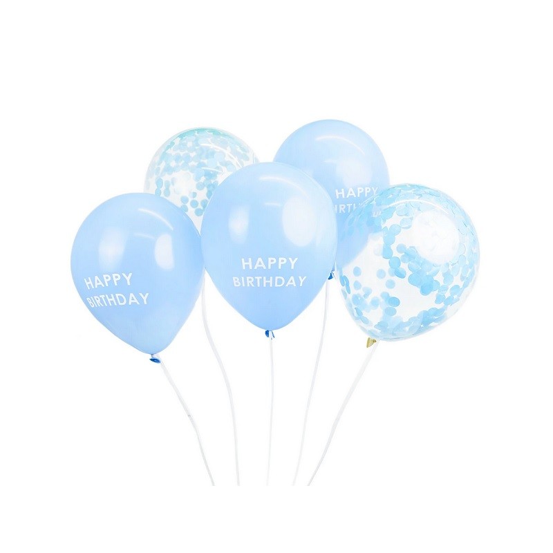 Talking Tables Blue Happy Birthday Balloon Medley, 5 pcs