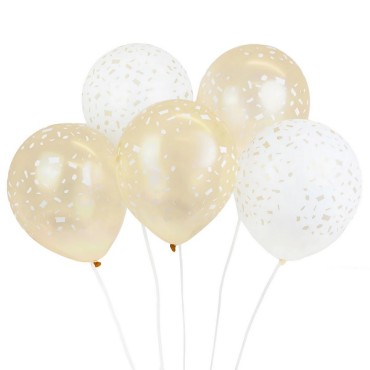 Gold and White Balloon Mix with Confetti print - Talking Tables