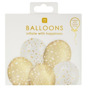 Gold and White Balloon Mix with Confetti print - Talking Tables