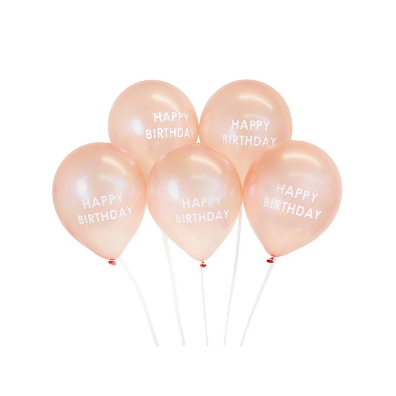 Talking Tables Rose Gold Happy Birthday Balloon Medley, 5 pcs