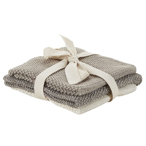 3x BAHNE Wash Cloth BEIGE MIX - 30x30cm