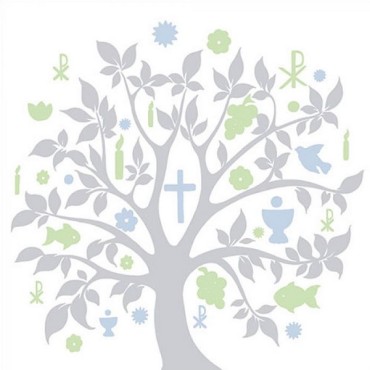 Religious Napkins Silver Tree, 20pcs