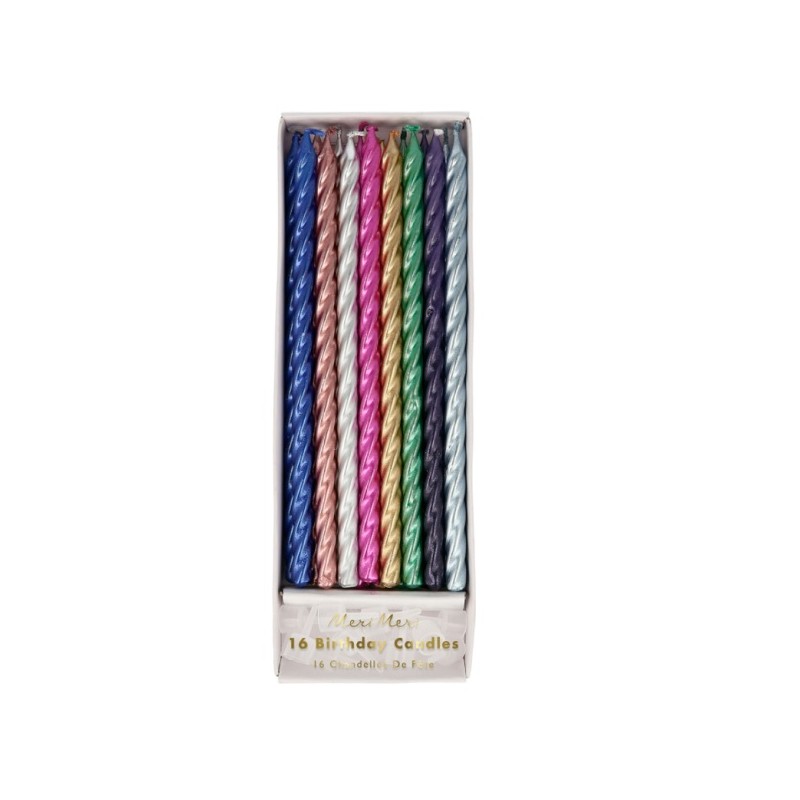 Meri Meri Multi Metallic Twisted Candles, 16 pcs