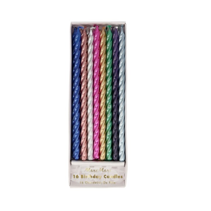 Meri Meri Multi Metallic Twisted Candles 16 Pieces