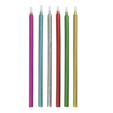 Rainbow Candles with Metallic Effect, 13cm