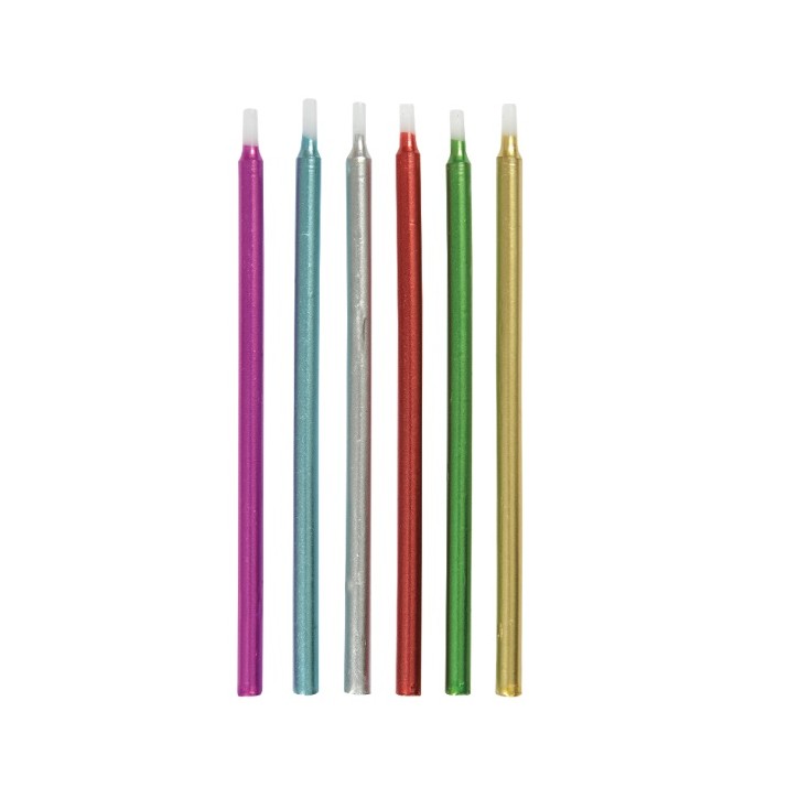 Unique Party Metallic Rainbow Birthday Candles 13 cm – 12 Pieces