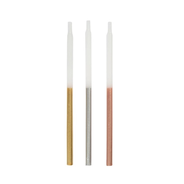 Unique Party Two-Tone Metallic Birthday Candles 13 cm – 12 Pieces Unique Party Two-Tone Metallic Birthday Candles 13 cm – 12 Pieces