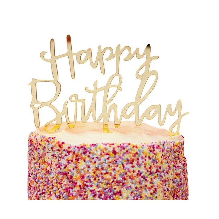 Talking Tables Luxe Gold Happy Birthday Acrylic Cake Topper Talking Tables Luxe Gold Happy Birthday Acrylic Cake Topper