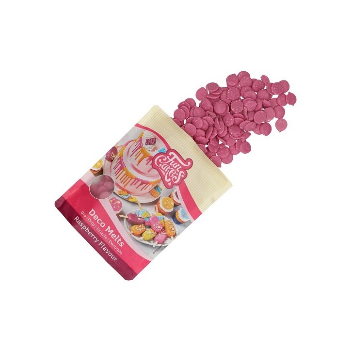 FunCakes Deco Melts – Raspberry Flavor, 250g – Perfect for Cake Pops, Drip Cakes, and Donuts