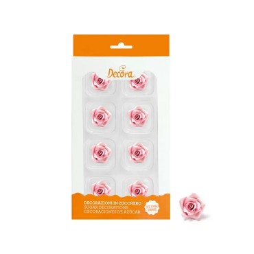 Small sugar roses Pink, 8 pcs - GLUTENFREE