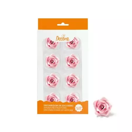 Decora Zuckerrosen Rosa 3.5 cm – 8 essbare Zuckerblumen