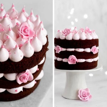 Large Sugar Roses Pink 6 pcs - GLUTEN FREE cake decoration