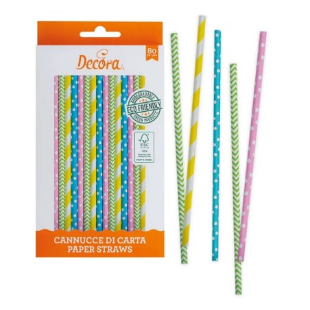 Decora Spring Paper Straws 80pcs