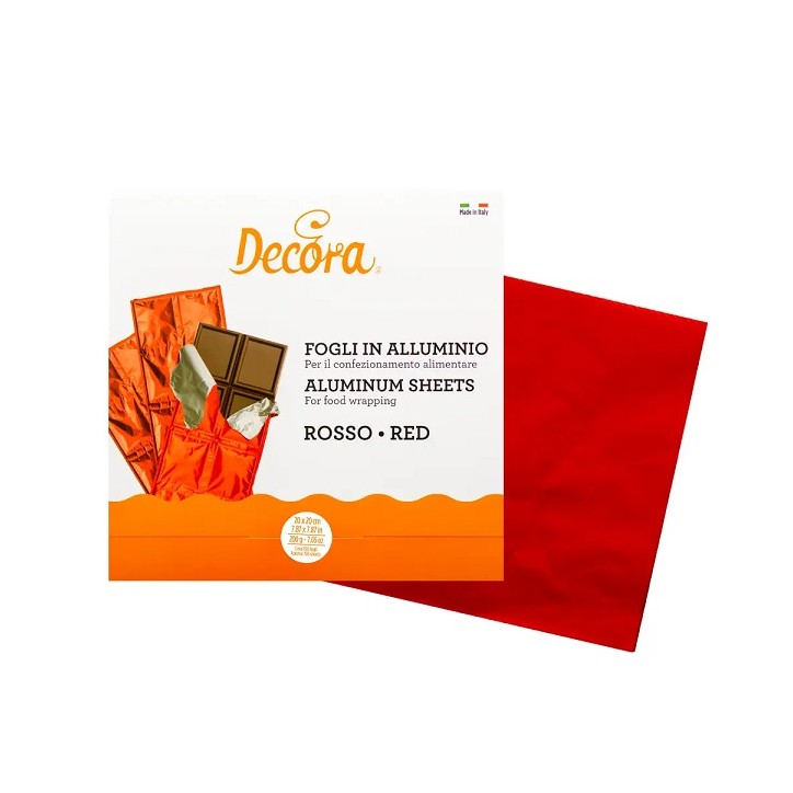 Decora Schokoladenfolie Rot 20 × 20 cm – 150 Stück