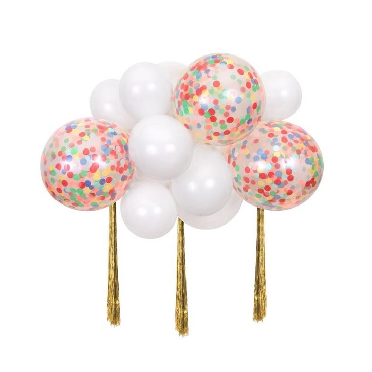 Meri Meri Balloon Cloud Kit with Confetti Balloons & Gold Tassels