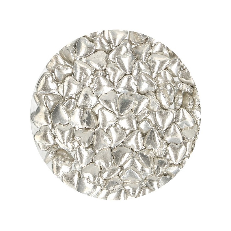 FunCakes Metallic Silber Herzen Zuckerdekor, 80g