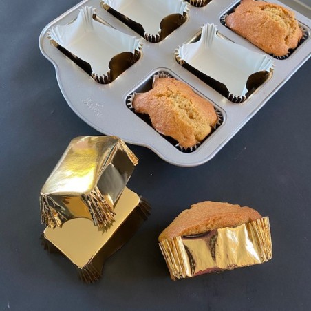 Mini Plumcake Baking Cups Gold suitable for Decora Plum Cake Pan