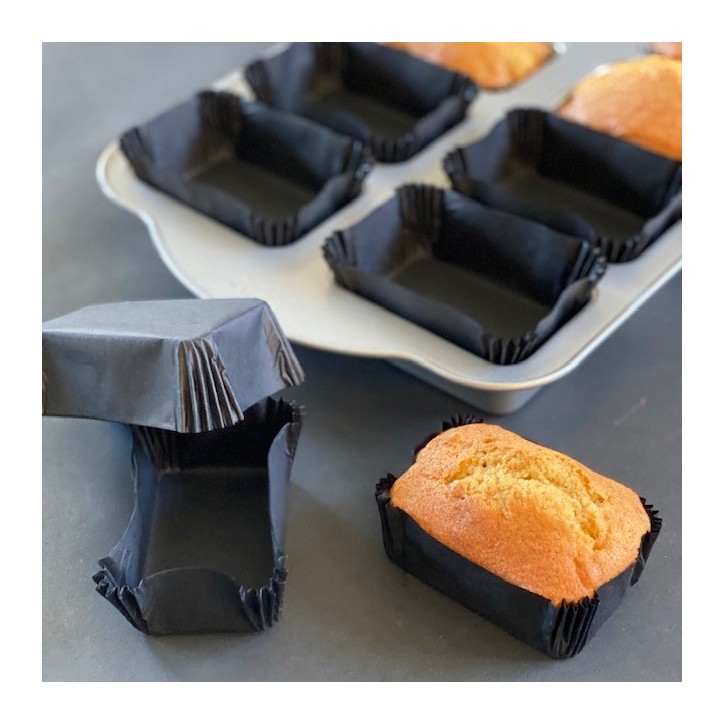 Mini Cake Backförmchen Schwarz – 36 Stück | Edle Einweg-Backform