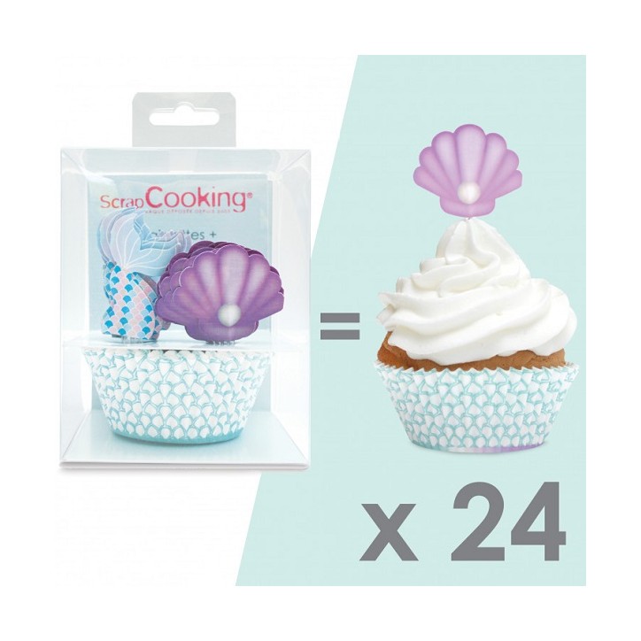 ScrapCooking Mermaid Cupcake & Topper Set 48 Pieces ScrapCooking Mermaid Cupcake & Topper Set 48 Pieces