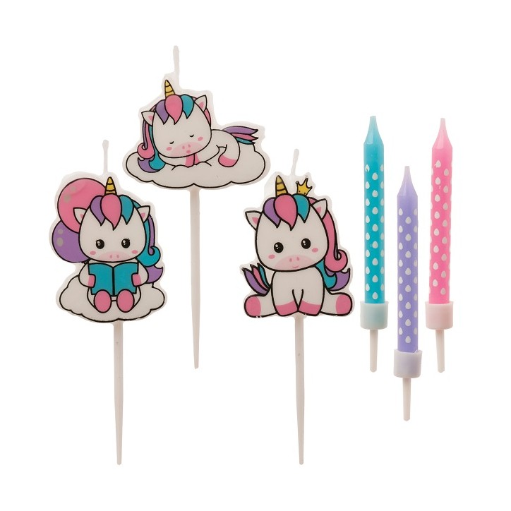 deKora Unicorn Birthday Candle Set 15 Pieces – Unicorn Cake Candles