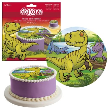 deKora Sugar Sheet Cake Disc Dinosaur, 16cm