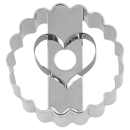 Birkmann Heart Linzer Cookie Cutter 5cm – 2-in-1 Cookie Cutter