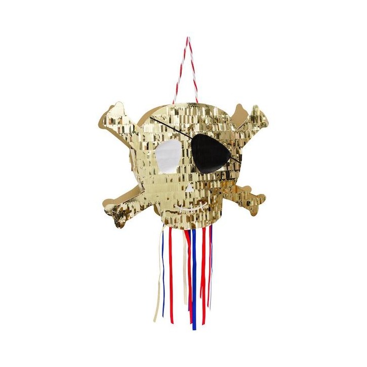 Meri Meri Pirate Bounty Pull Piñata – Gold Pirate Skull