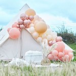 Ginger Ray Ballonbogen Set Peach-Nude-Rose Chrome, 205 teilig