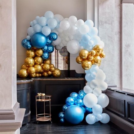 Ginger Ray Balloon Arch Blue and Gold Chrome GR-BA-323