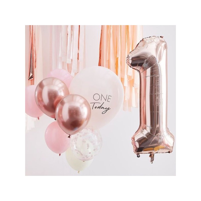 Ginger Ray Balloon Set One Today Rose Gold, 10 pcs