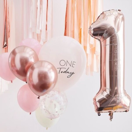 Ginger Ray One Today Balloon Set Rose Gold Pink GR-MIX-375