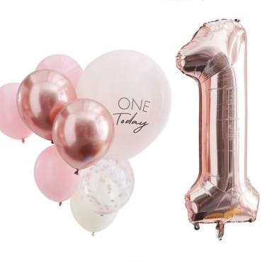 Ginger Ray One Today Ballon Set Rosa-Rosegold GR-MIX-375