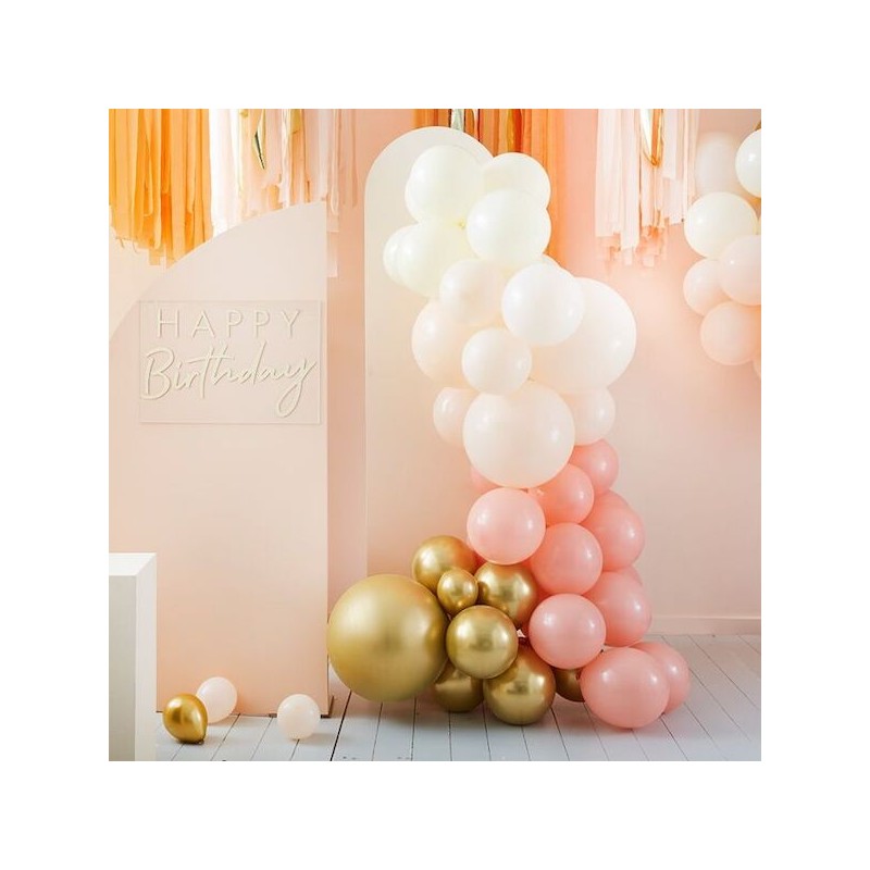 Ginger Ray Peach and Gold Balloon Arch Kit, 4 Meter