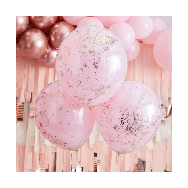 Ginger Ray Rosa Grossballone mit Rosegoldenem Glitzerkonfetti GR-MIX-457 Ginger Ray Rosa Grossballone mit Rosegoldenem Glitzerkonfetti GR-MIX-457