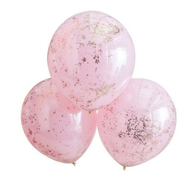 Ginger Ray Double Layered Pink and Rose Gold Confetti Balloons GR-MIX-457