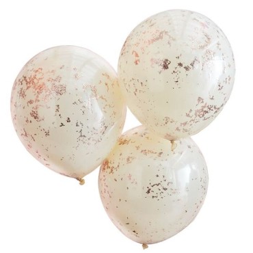 Ginger Ray Cream and Rose Gold Confetti Balloons 45cm GR-MIX-458