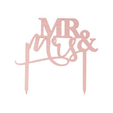 Ginger Ray Cake Topper - Mr and Mrs - Rose Gold Acylic GR-PAM-510