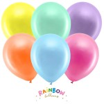 PartyDeco 30cm Rainbow Metallic Balloons Mix, 10 pcs