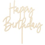 PartyDeco Wooden Happy Birthday Cake Topper