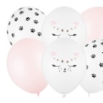 PartyDeco Meow Kitty Katzen Ballon Set, 6 Stück
