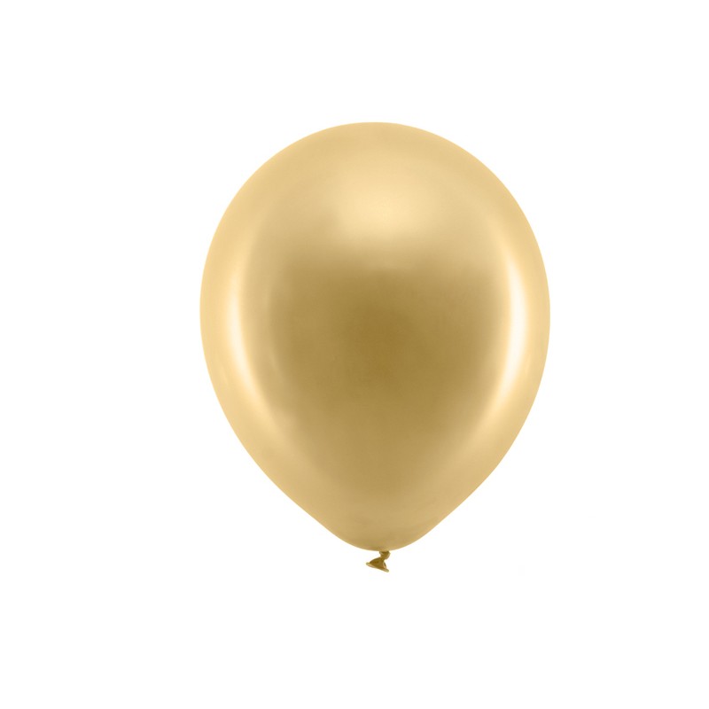 PartyDeco Rainbow Luftballons Metallic Gold, 10 Stück