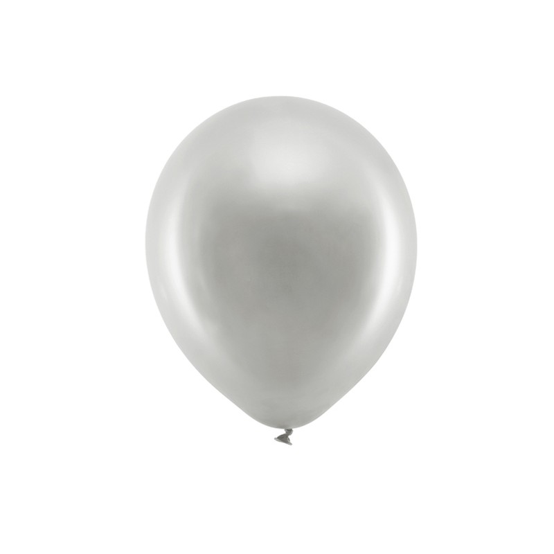 PartyDeco Rainbow Balloons Metallic Silber, 10 pcs