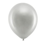 PartyDeco Rainbow Luftballons Metallic Silber, 10 Stück