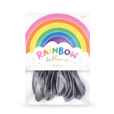 PartyDeco Rainbow Balloons Metallic Silver PD-RB30M-018-10